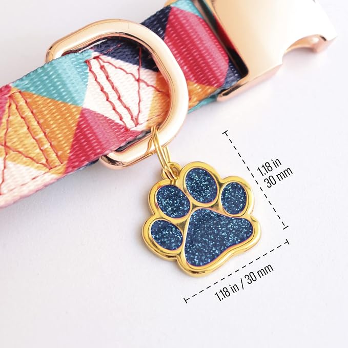 Paw Shape Dog ID Tag Stainless Steel Custom Laser Engraved, Cute Bling Glitter - Image 4