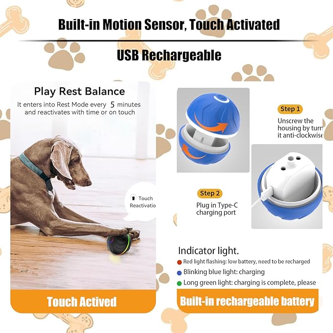 Valentines Day Gifts Interactive Dog Toys Dogs Ball, Moving Dog Toy - Image 4
