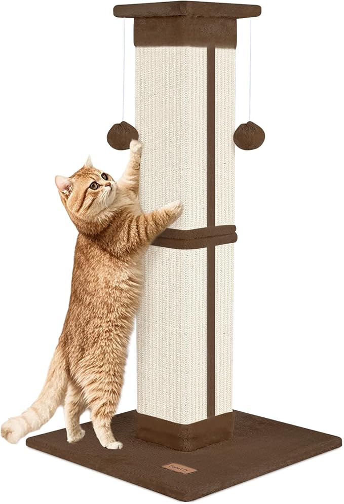 Cat Scratching Post 33 inch for Indoor Cats, High Cat Scratch Post Brown by Unknown