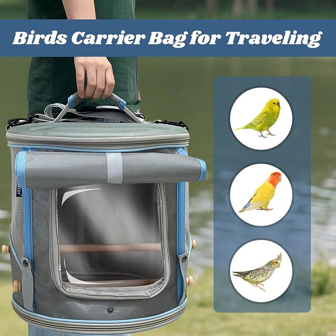 Bird Travel Carrier Cage for Small to Medium Size, Portable Parrot Parakeet - Image 6