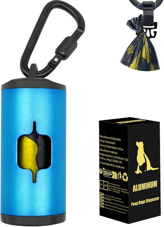 Metal Dog Poop Bag Holder w/Leash Clip|Durable Scratch-Resistant Aluminum|15 by SHAOUMAN