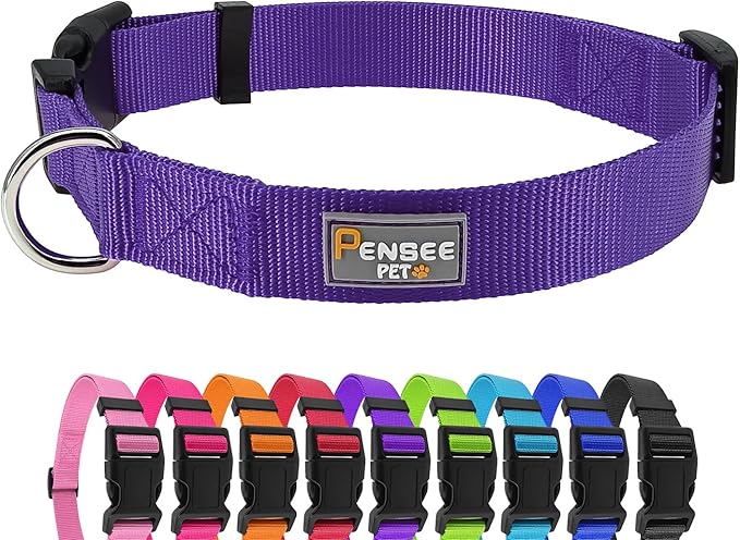 Purple Dog Collar Basic Adjustable Dog Collars by Penseepet