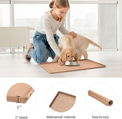 Dog Food Mat, Silicone Waterproof Food Tray, Non Slip Pet Bowl Mats Placemat - Image 2