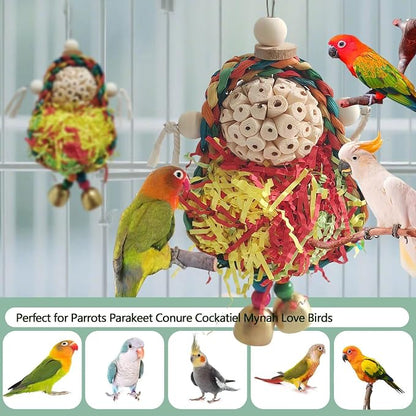 Parakeet Toys, Natural Sola Balls and Shredding Hanging Chewing Toy, Bird Toys - Image 5