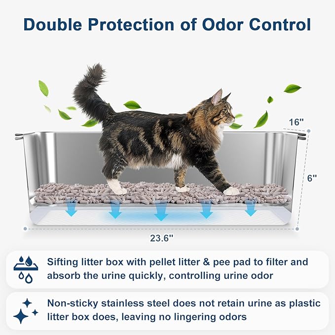 23.6''x16''x12'' Enclosed Stainless Steel Litter Box - Image 5