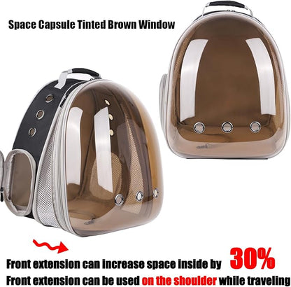 Front Expandable Cat Backpack Carrier, Fit up to 20 lbs, Polarized Tinted Brown - Image 4