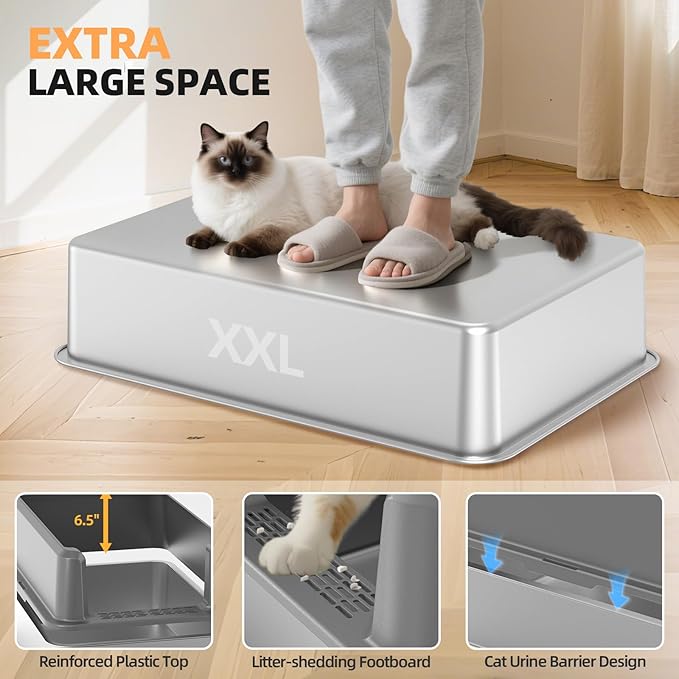 Enclosed Stainless Steel Cat Litter Box - Image 3