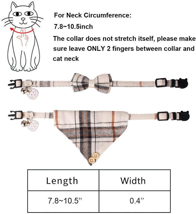 ADOGGYGO Plaid Cat Collar with Bow Bandana - Image 6