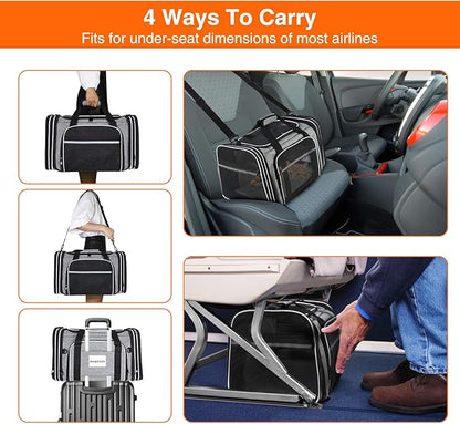TSA Airline Approved Soft Sided Pet Carrier Top Loading 4 Side Expandable Large - Image 6