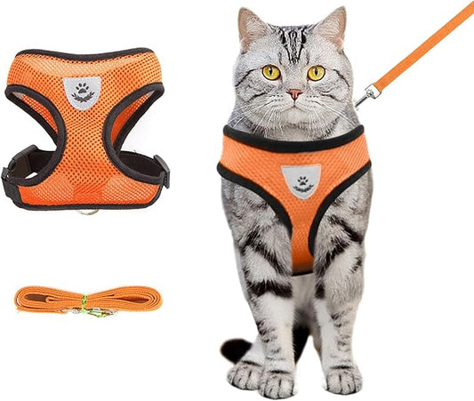 shudyear Summer cat Chest Harness and Leash, Anti-Escape Adjustable Soft mesh by Shudyear