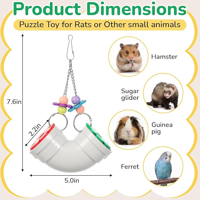 Shappy 2 Pack Rat Enrichment Toys Hanging Foraging Feeder, Interactive Treat - Image 2