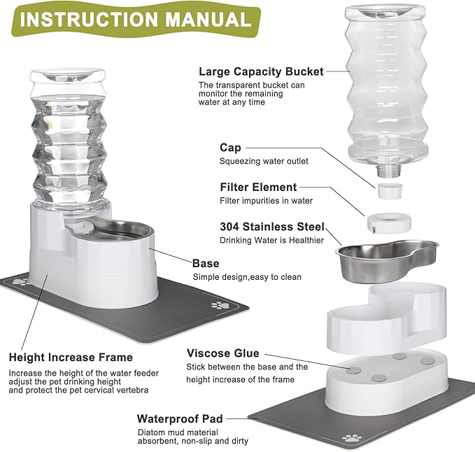 RIZZARI Automatic Pet Waterer, Gravity Stainless Steel Water Dispenser - Image 3