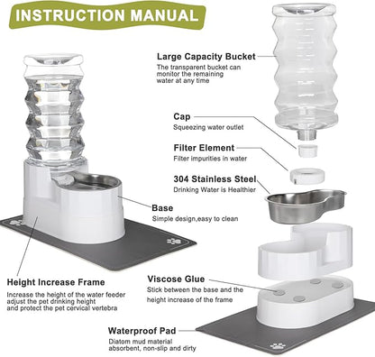RIZZARI Automatic Pet Waterer, Gravity Stainless Steel Water Dispenser - Image 3
