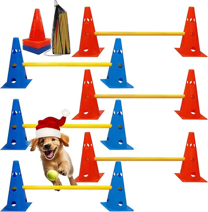 Dog Agility Hurdle Cone Set, Dog Agility Set Include 12 Agility Cones 6 Agility by GeerDuo