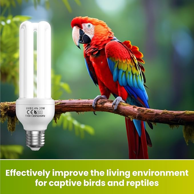 GlowUp 2.4% UVB Bulb for Birds, 20W Compact Fluorescent Light Bulb UVA UVB - Image 6