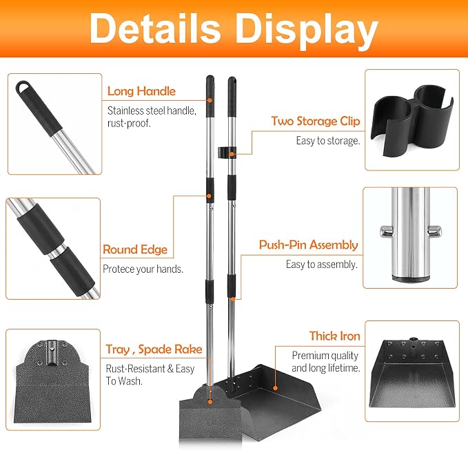 Pooper Scooper, Metal Aluminum Tray and Spade Poop Scoop Set - Image 3