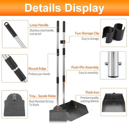 Pooper Scooper, Metal Aluminum Tray and Spade Poop Scoop Set - Image 3