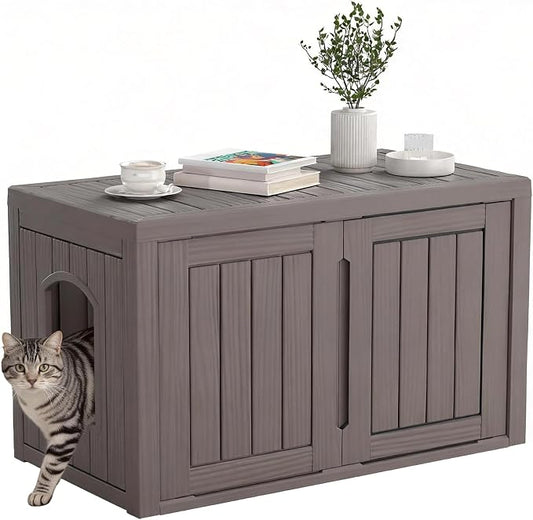Cat Litter Box Enclosure, Hidden Enclosed Litter Box Furniture by WTFGO
