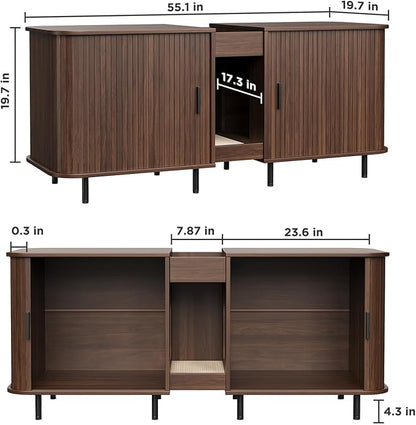 Double Litter Box Enclosure for 2 Cats, Large Indoor Cat House - Image 2