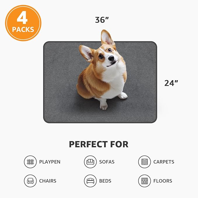 Washable Pee Pads for Dogs, 24x36 4 Pack Reusable Whelping Pads, Absorb Dog - Image 5