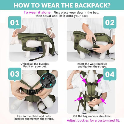 Lukovee Dog Backpack Carrier, Legs Out Easy-fit Dog Front Carrier - Image 4