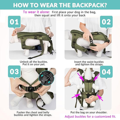 Lukovee Dog Backpack Carrier, Legs Out Easy-fit Dog Front Carrier - Image 4