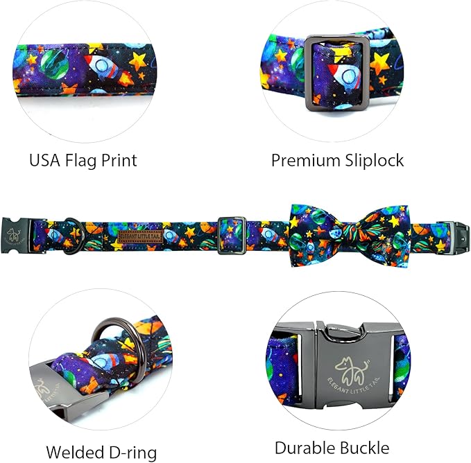 Elegant little tail Dog Collar, Boy Pet Collrs Blue Durable Soft Bowtie Dog - Image 2