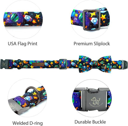 Elegant little tail Dog Collar, Boy Pet Collrs Blue Durable Soft Bowtie Dog - Image 2