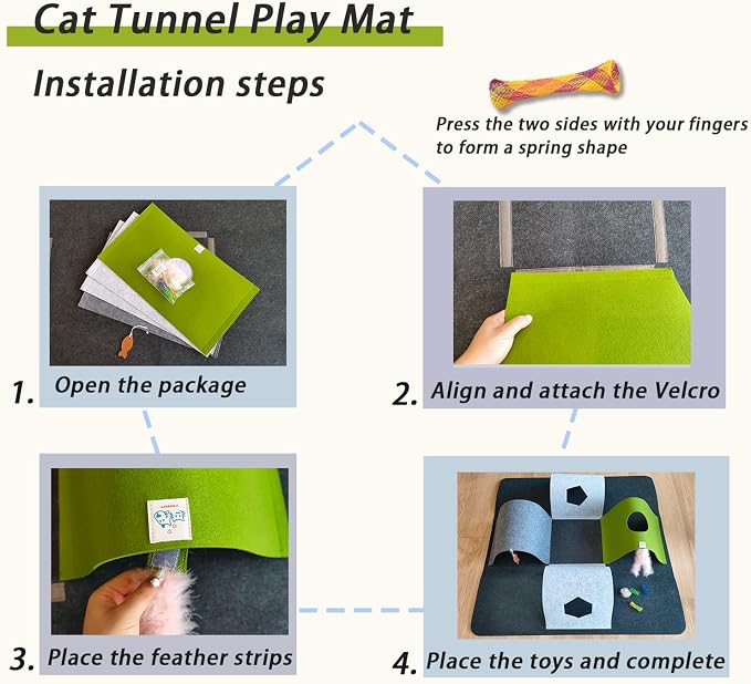 Interactive Cat Tunnel Toys for Indoor Cats, 4-Way Felt Cat Tunnel Play Mat - Image 6