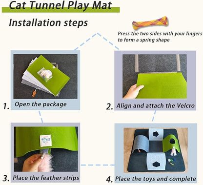 Interactive Cat Tunnel Toys for Indoor Cats, 4-Way Felt Cat Tunnel Play Mat - Image 6