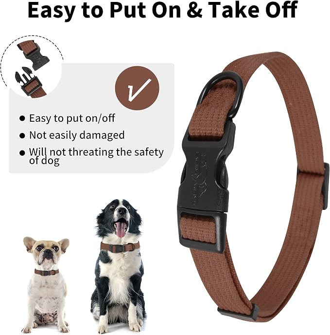 lynxking Dog Collar Soft Padded Breathable Cotton Solid Color Strong Adjustable - Image 3