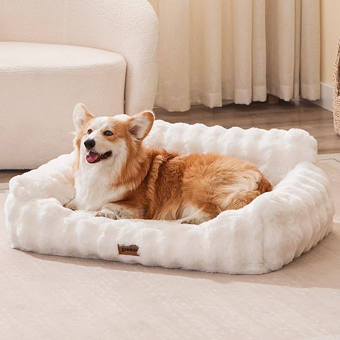 Dog Couch Bed - Fluffy Dog Sofa, Large Orthopedic Pet Sofa Bed by Zomisia
