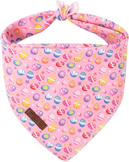 Easter Day Dog Bandana, UP URARA PUP Easter Eggs Triangle Bid Scarf by UPURARAPUP