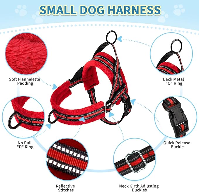 SlowTon No Pull Small Dog Harness and Leash Set, Puppy Soft Vest Harness Neck & - Image 7