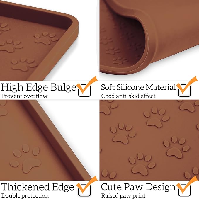 Ptlom Pet Placemat for Dog and Cat, Waterproof Silicone Pet Feeding Bowl Mats - Image 4