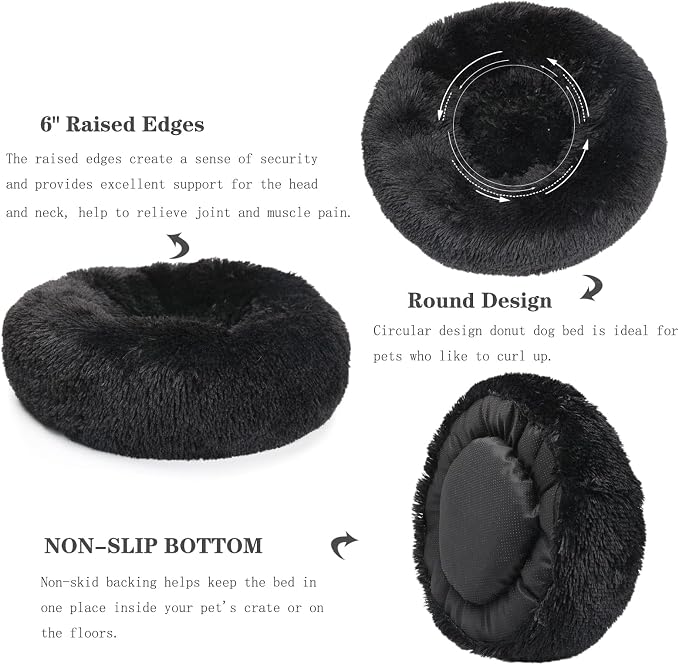 Calming Donut Dogs Beds for Small Dogs Washable, 23inch Plush Round Pet Bed for - Image 5