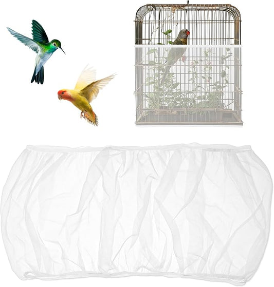 Bird Cage Seed Catcher White Bird Cage Net Cover Adjustable Birds Cages Netting by Unknown