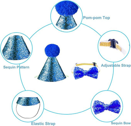 Christmas Pet Party Jazz Hat and Blingbling Bow Tie Breakaway Collar Set - Image 3