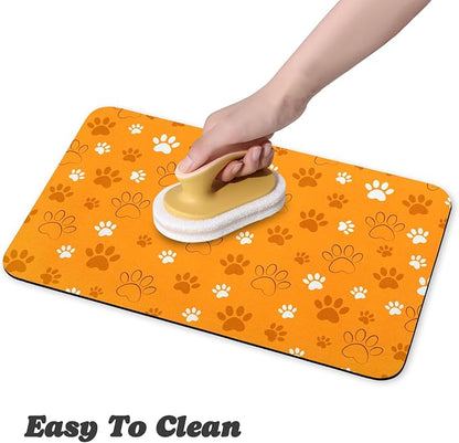 Dog Food Mat, Absorbent Water Bowl Mats Cat Pet Feeding Placemats Orange 24 * - Image 4