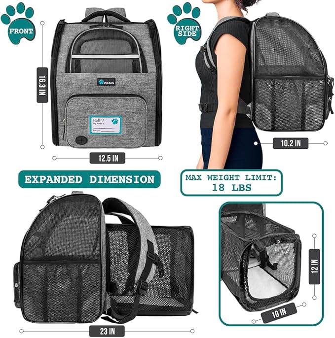 PetAmi Dog Cat Backpack Carrier, Expandable Pet Carrier Backpack - Image 2