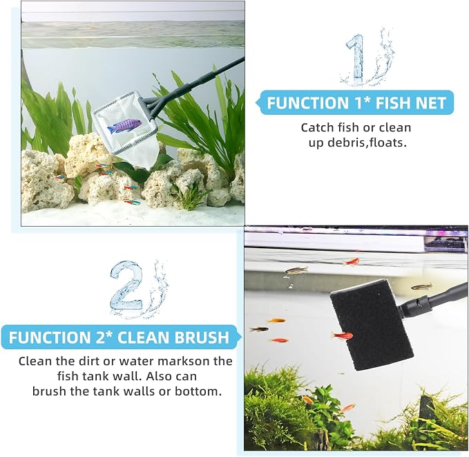 hygger Aquarium Gravel Cleaner Kit, Fish Net Aquarium Cleaning Brush, Patented - Image 4