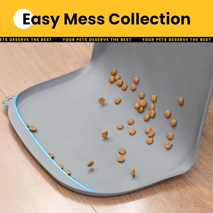 Silicone Dog Food Mat with Side Pocket & Hook Hole, Soft Raised Edges, Easy - Image 2