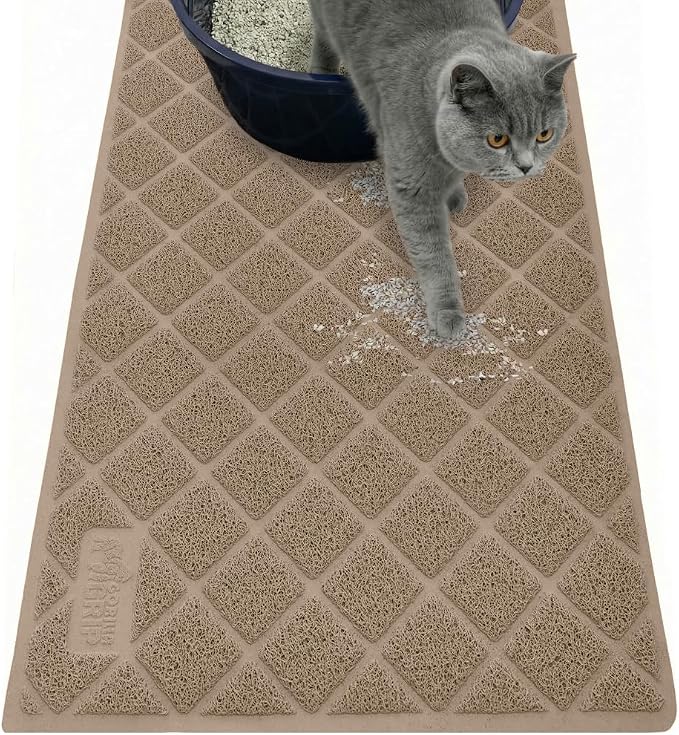 GORILLA GRIP Cat Litter Box Mat, Water Resistant, US Designed Kitty Litter by GorillaGrip