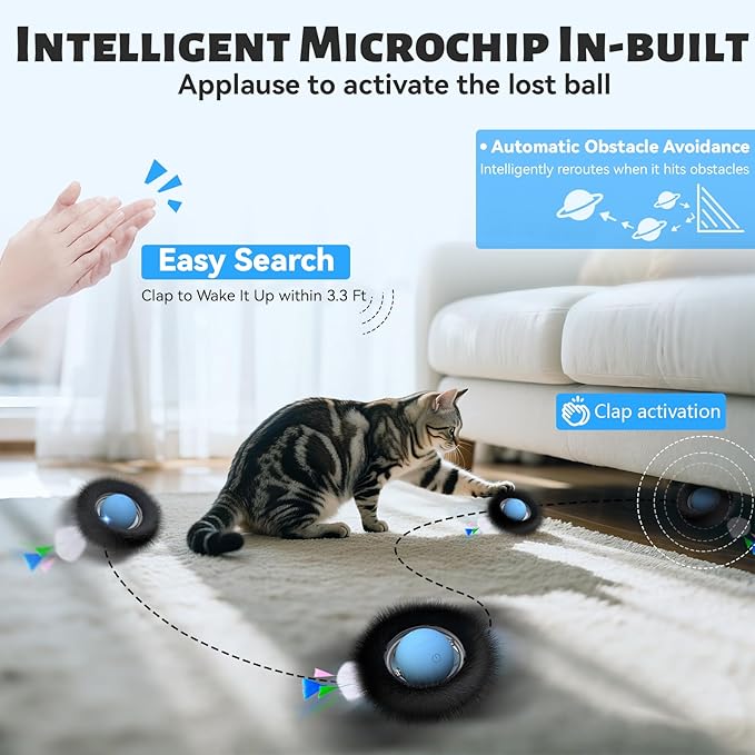 ORSDA Cat Toys, Interactive Fast Rolling Ball in Pouch, Hide and Seek - Image 6