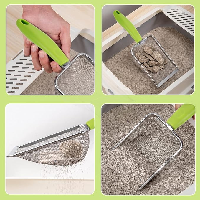 3PCS Stainless Steel Cat Litter Scoop, Litter Cleaner Corner Scoop Sand Sifter - Image 5