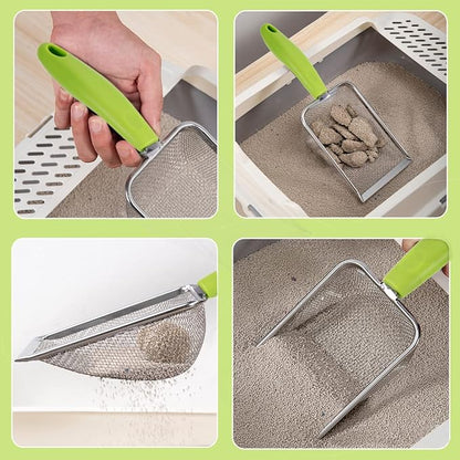 3PCS Stainless Steel Cat Litter Scoop, Litter Cleaner Corner Scoop Sand Sifter - Image 5