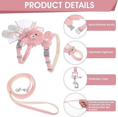 TIESOME Cat Harness and Leash Set, Adjustable Gradient Kitten Harness Escape - Image 4