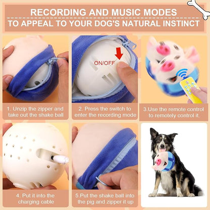 BABORUI Blue Pig Interactive Dog Toy, Remote Control Jumping Squeaky Toy - Image 6
