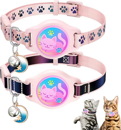 Cat Collar with Airtag Holder, 2 Pack Waterproof Breakaway Kitten Collar by typecase