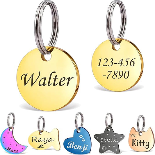 Anavia Small Size Dog Cat ID Tags, Small/XS Personalized Color Plated Stainless by Anavia